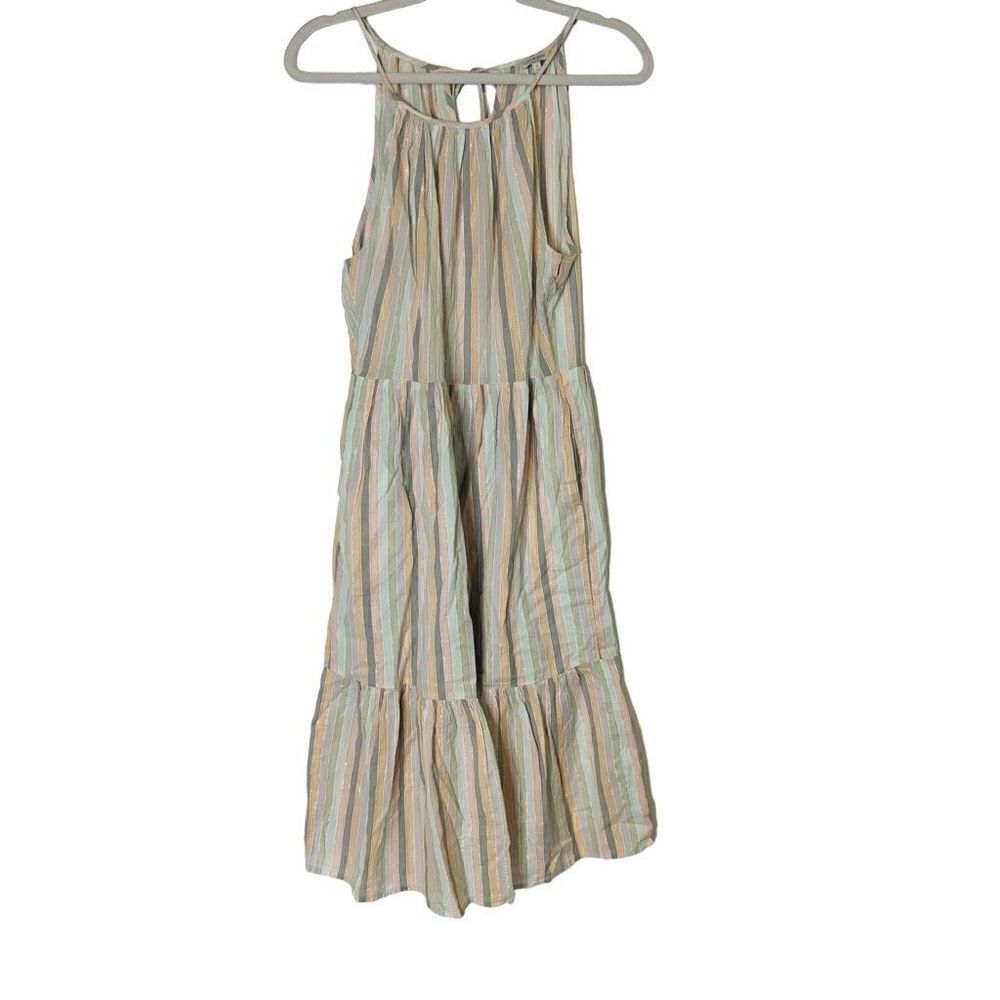 Lucky Brand Pastel Stripes Metallic MIDI Sundress